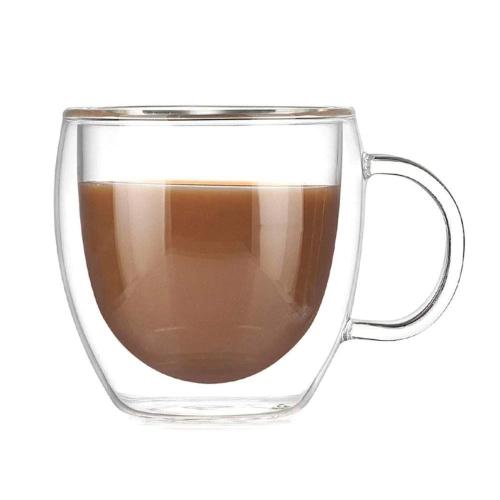 Transparent Borosilicate Glass Double Walled Teacup 250ml, For Home, Packaging Type: Box