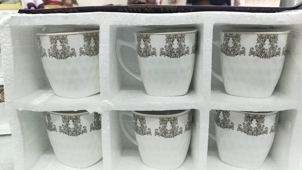 White Ceramic Bone china cup, Packaging Type: Carton Box