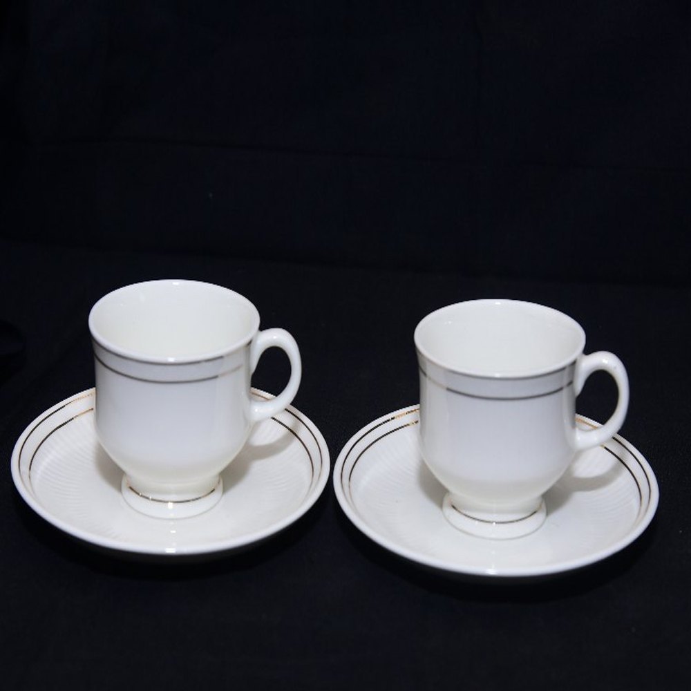 White Bone China Ceramic Cup Saucer Set, For Tea