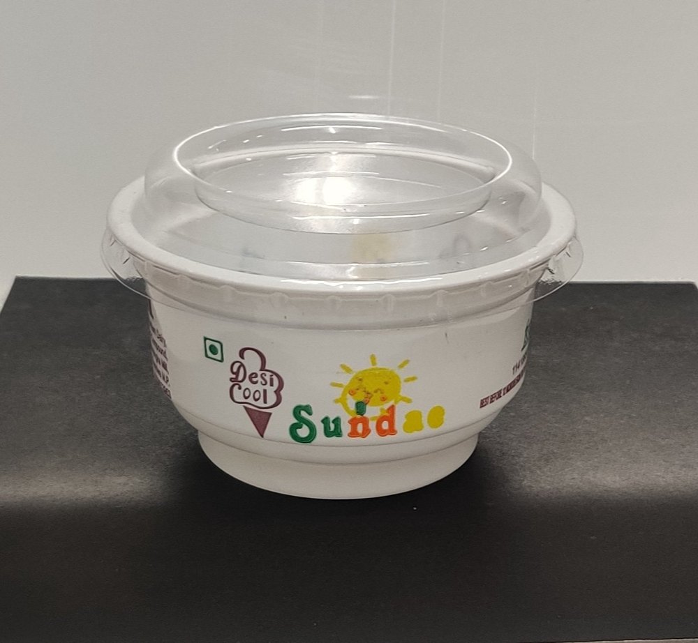 White PP 100ml Printed Cup With Lid, For Packaging