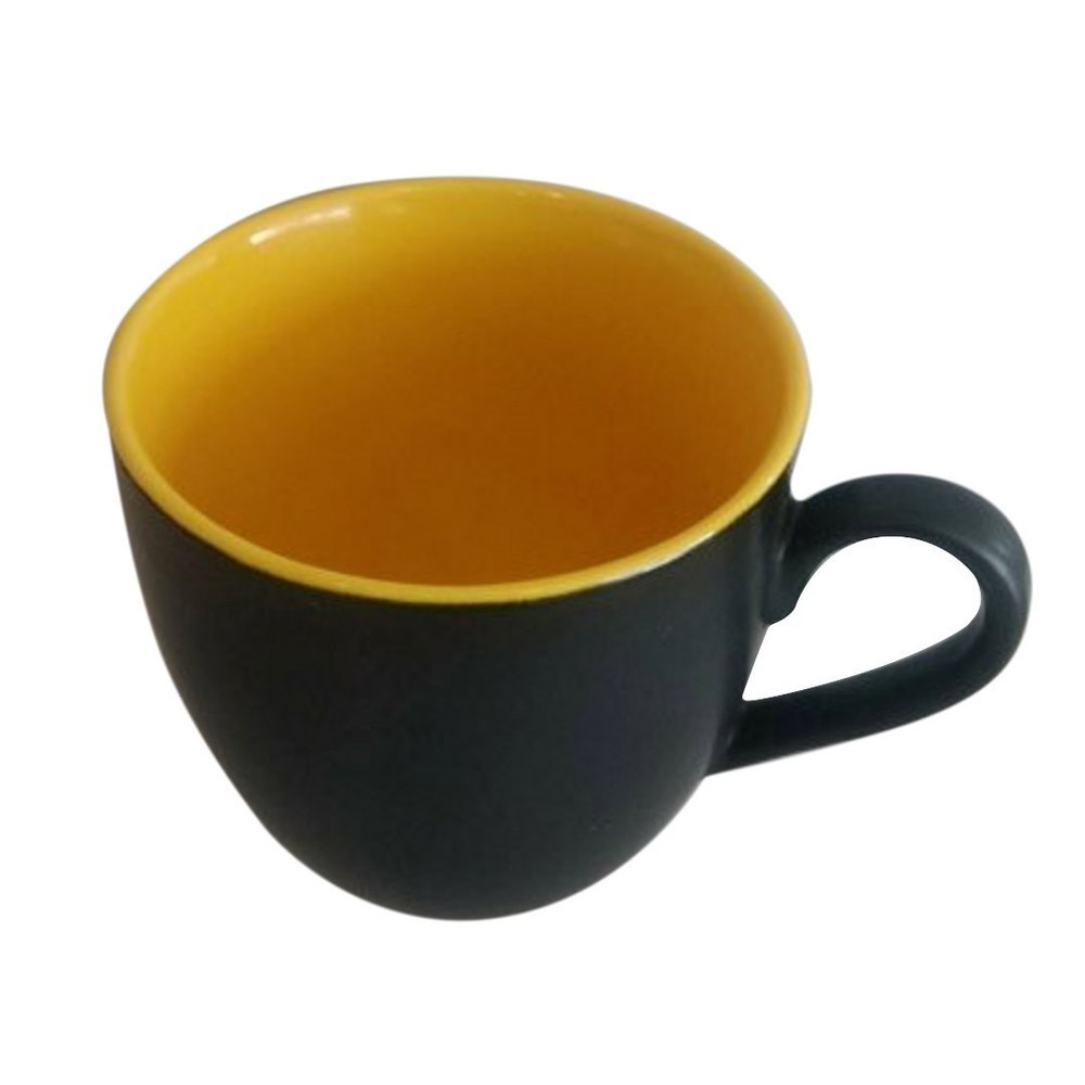 Yellow And Black Plain Ceramic Coffee Cup, 100ml
