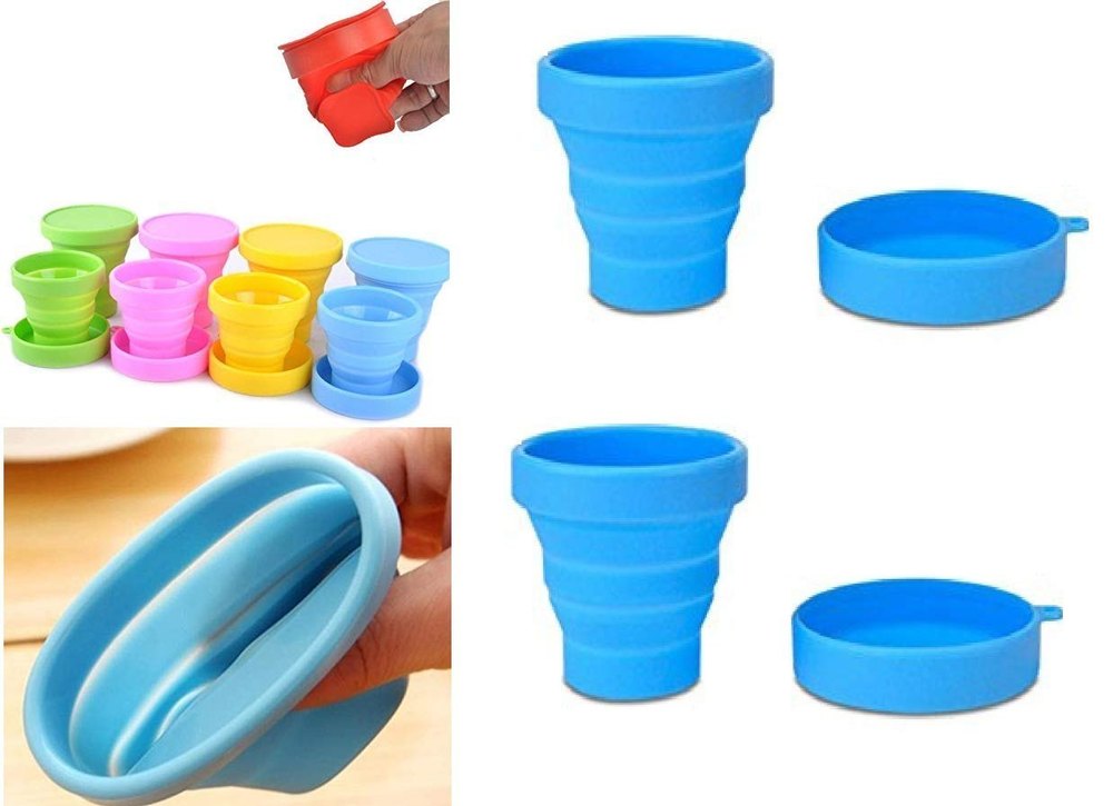 Multicolor Portable Water Silicone Cup/Glass, Folding Cup (S 151-22), For Home, Packaging Type: Carton Box