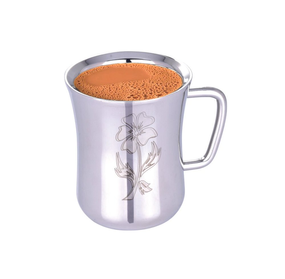 Polished Stainless Steel Double Wall Tea Cup, For Home Use