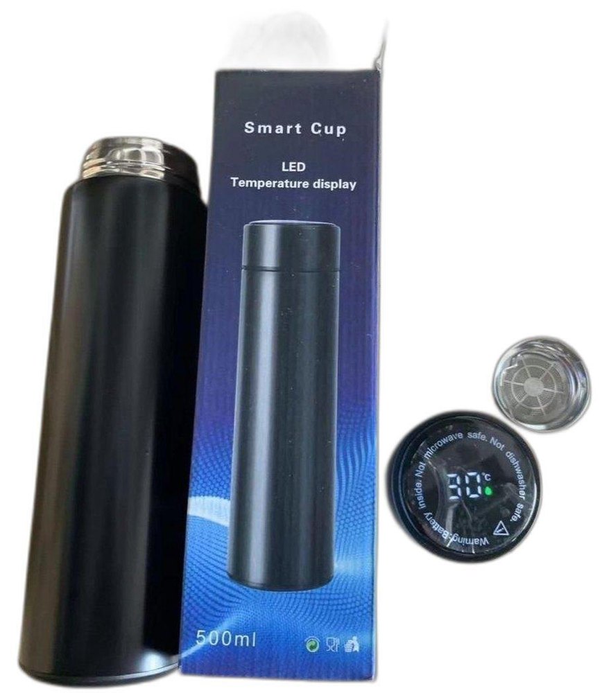 Black Iron LED Temperature Display Smart Cup, Capacity: 500ml, Size: 6inch