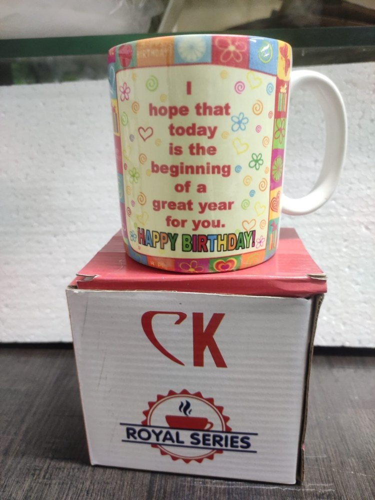 White Ceramic 300 ml Melamine CK Coffee Mug, For Home, Packaging Type: Box