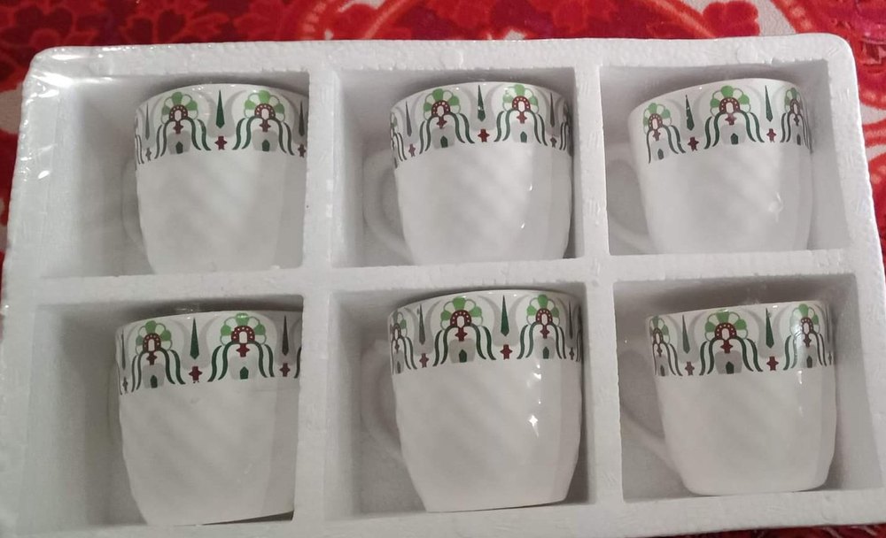 White Ceramic Tea Cup Set, Packaging Type: Box, Capacity: 80ml