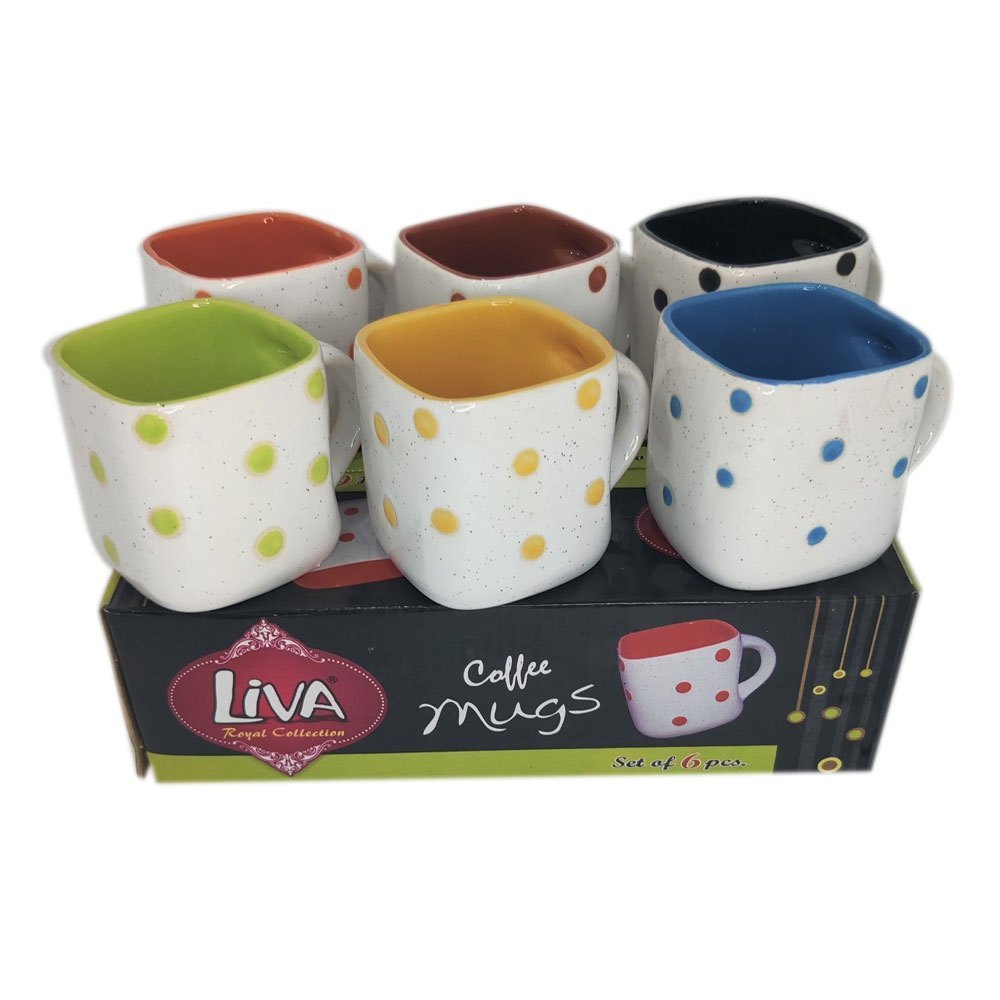 Liva Melamine Square Coffee Mug Set, 100ml