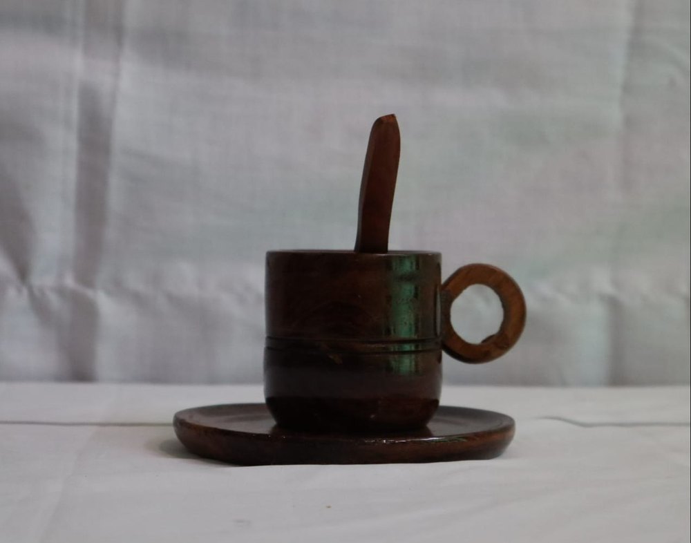 Brown Wooden Tea Cup Set, Size: 6x6x9cm (lxwxh)