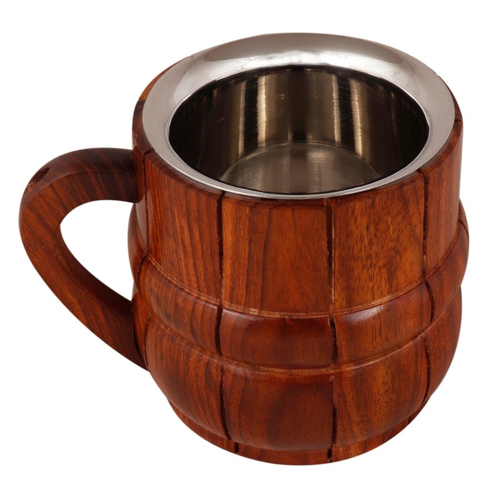 Brown Sheesham Wood Colorful Tea Cups, Capacity: 200ml, Size: 3.25x3.25x3.25inch