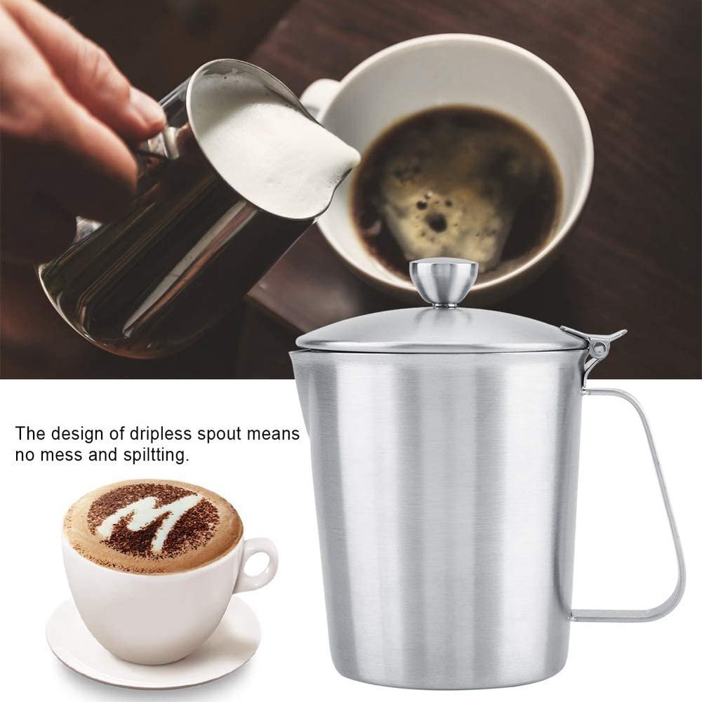 Metal Silver Stainless Steel Frothing Pitcher, For Home, Capacity: Standard