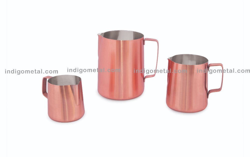 Copper MILK FROTHING JUG - STAINLESS STEEL, Size: 340-640-870-1260-1500ML