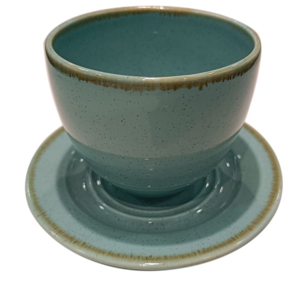 Blue Dotted Porcelain Colored Cup Saucer, For Kitchen