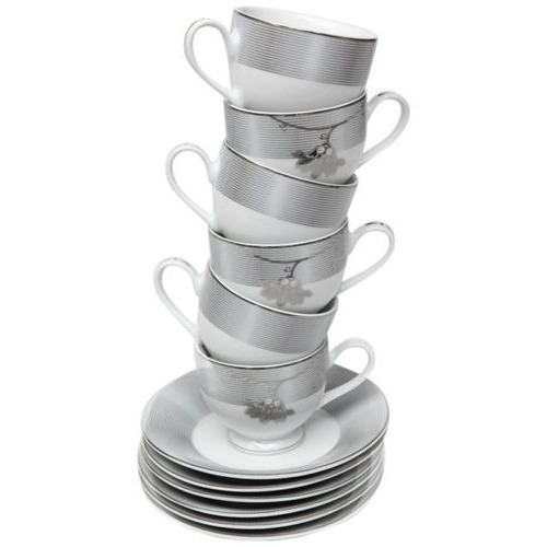Lakline Porcelain Cups & Saucers Set of 12 Pieces