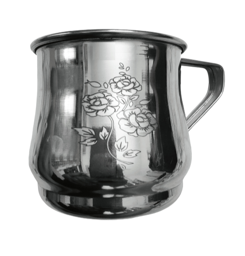 White Printed Stainless Steel Mug Single Wall, Capacity: 200ml, Size/Dimension: Diameter 9cm, Height 9cm