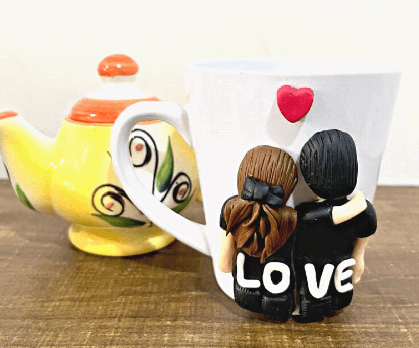 White Printed Velantines Day Gift Mug, Size: 9.7