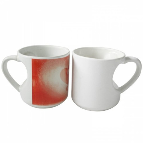 Sublitech Plain Printed White Heart Handle Mug, Capacity: 300ML, Size: 10 Oz