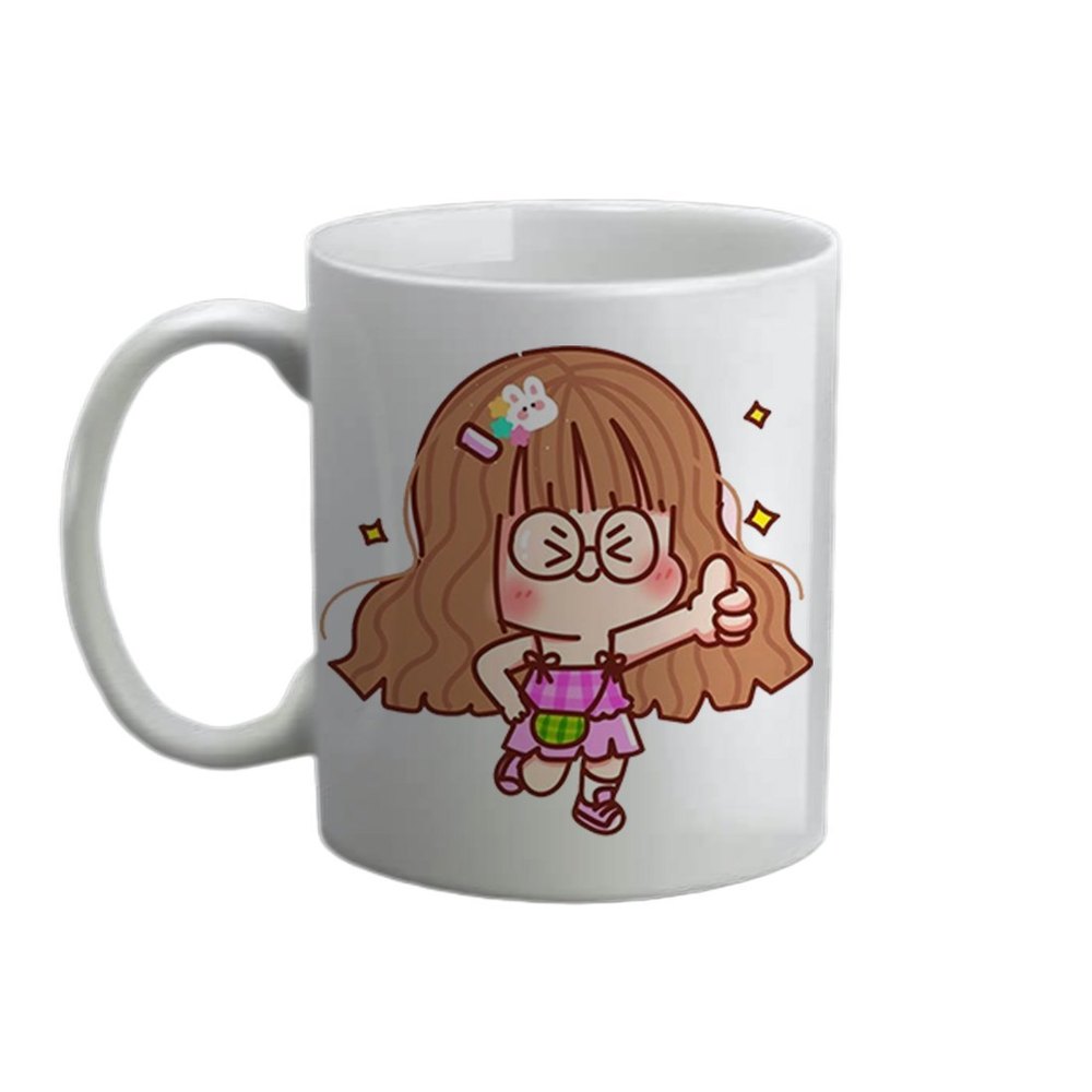 Round Ceramic Printed White Mug, Capacity: 350ml, Size/Dimension: 11oz