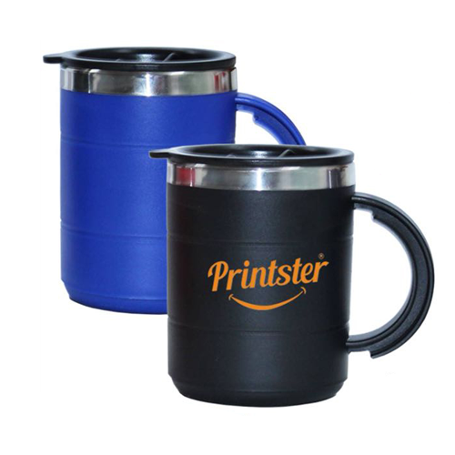 Blue and Black Stainless Steel Coffee Mug, Capacity: 400 Ml, Packaging Type: Box