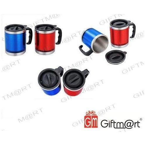 Red Blue Stainless Steel Travel Mug, For Home, Capacity: 350 Ml