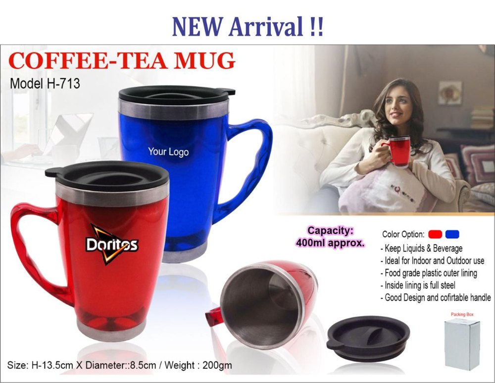 Red Arihant Coffee-Tea Mug H-713, Capacity: 400mL