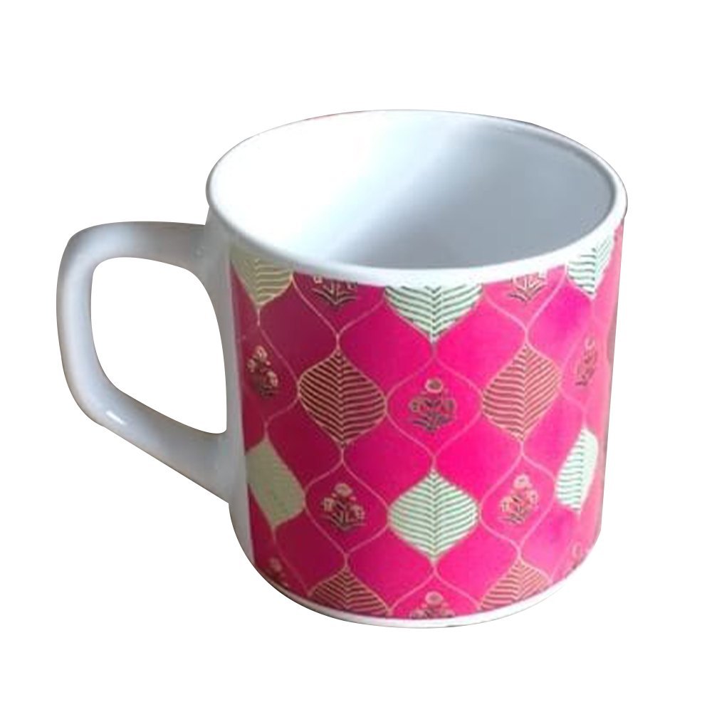 Pink and White Printed Ceramic Sublimation Milk Mug, Capacity: 180 ml, Size/Dimension: 4inch