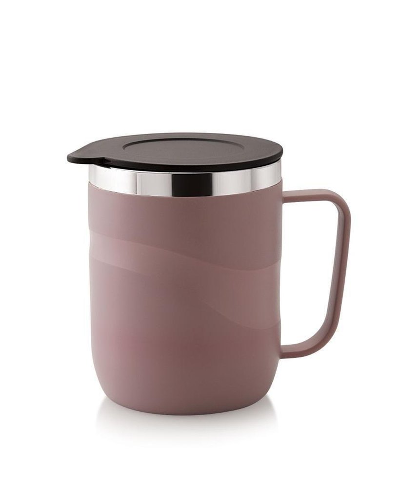 VKON Insulated Coffee Mug With Lid (Plastic/Steel) - Pack of 1 (460ml), For Kitchen