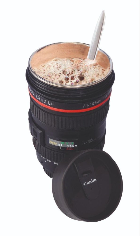 KR KITCHENWARE IND. Super Classic Camera Lens Shaped Coffee Mug with Lid