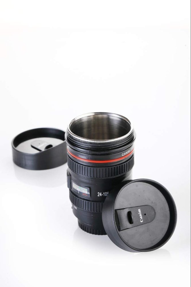 Camera Lens Plastic Coffee Mug With Lid, Size: 16 X 8 X 8 Centimeters