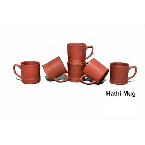Reddish Brown Clay Stylish Fancy Hathi Terracotta Mug, For Home, Capacity: 100 ML