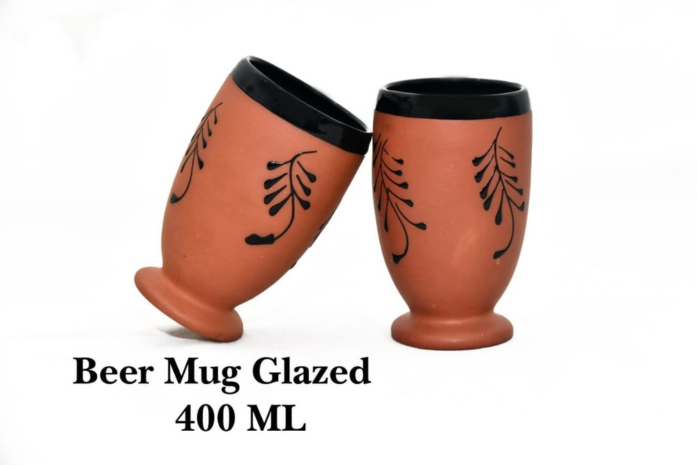 Mittikalaa Terracotta Clay 2 Glazed Beer Mugs Set
