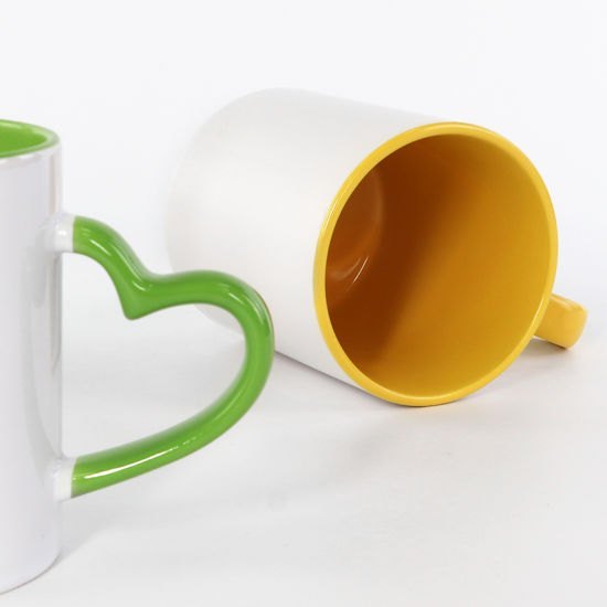 White Plain Inner Color Heart Handle Mug, For Gifting, Capacity: 300 ML