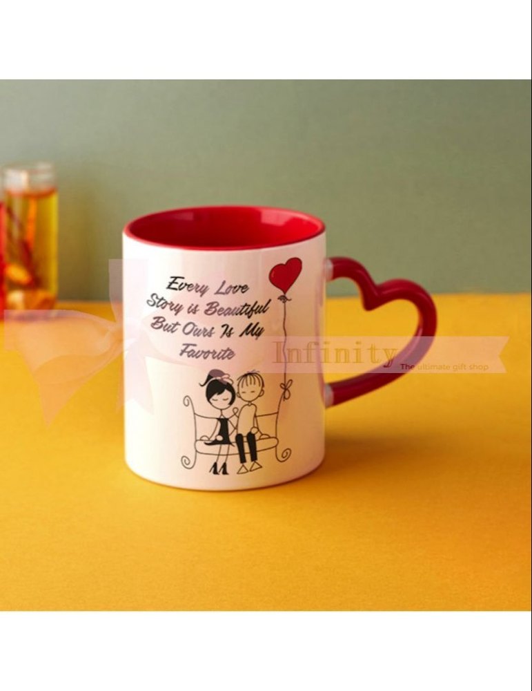 I Love You Round Custom Printed Coffee Mug, For Gifting, Capacity: 300-330 ml