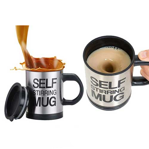 Black Round Metal Self Stirring Mug, For Promotional, Capacity: 250 Ml