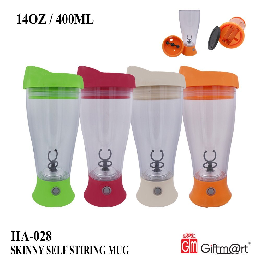 Round Plastic Skinny Self Stiring Mug, For Gifting, Capacity: 400 Ml