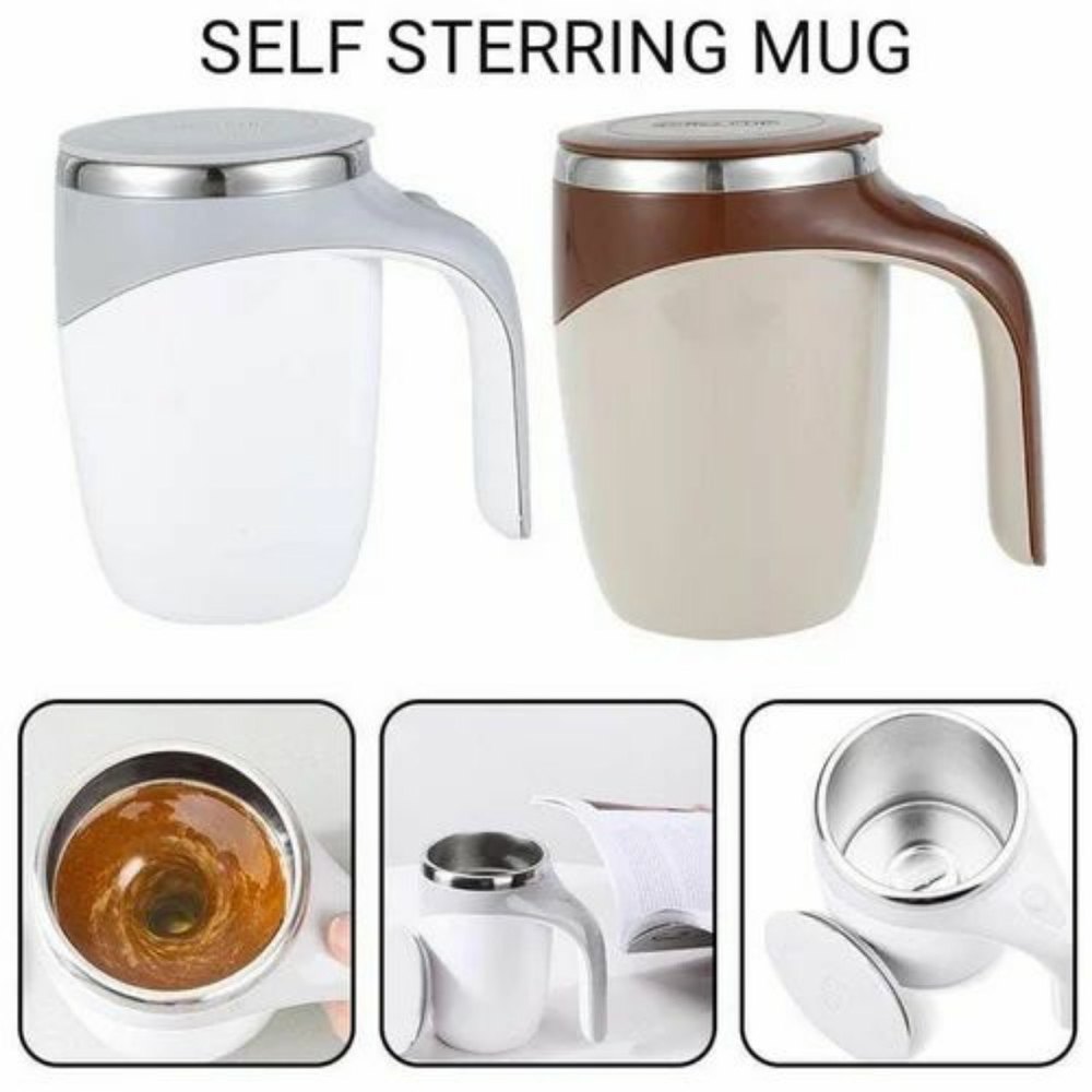 White Round Magnetic Self Stirring Mug, For KITCHEN, Size/Dimension: Regular
