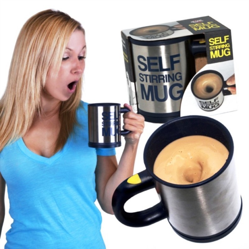 Black and Silver Printed Self Stirring Mug, Capacity: 350 ml