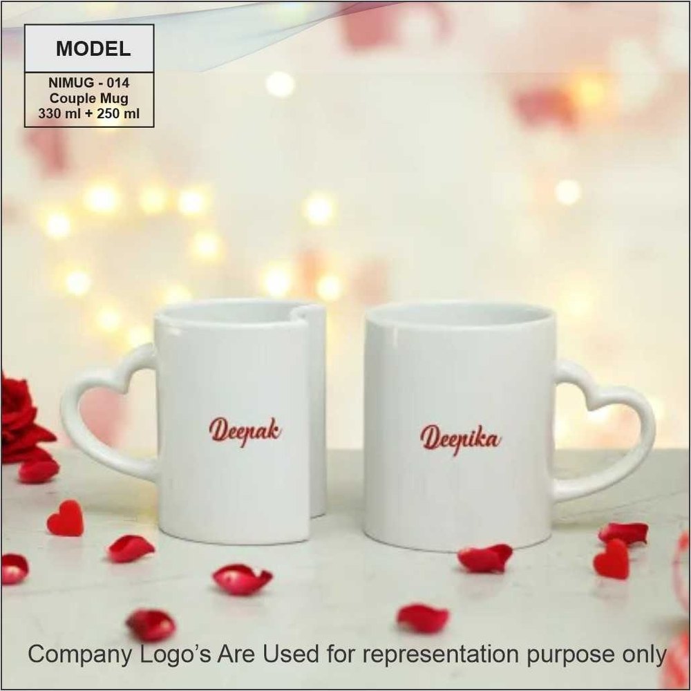 NON BRANDED white Couple Mug, For Gifting, Capacity: 250 ML - 350 ML