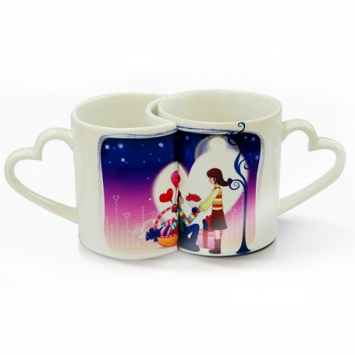 Sublitech White 11oz Couple Mugs, for Office