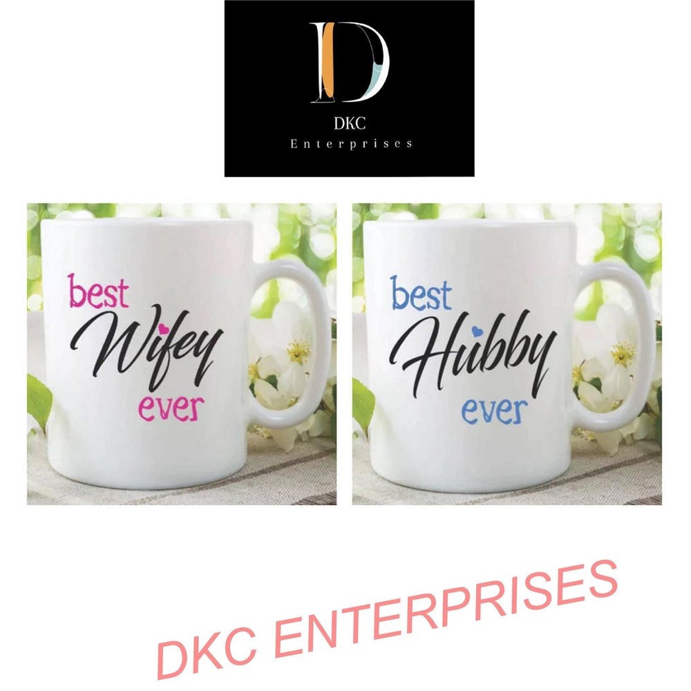 Printed Ceramic COUPLE WHITE CERAMIUC MUG, Capacity: 5000, Size/Dimension: 10 CM