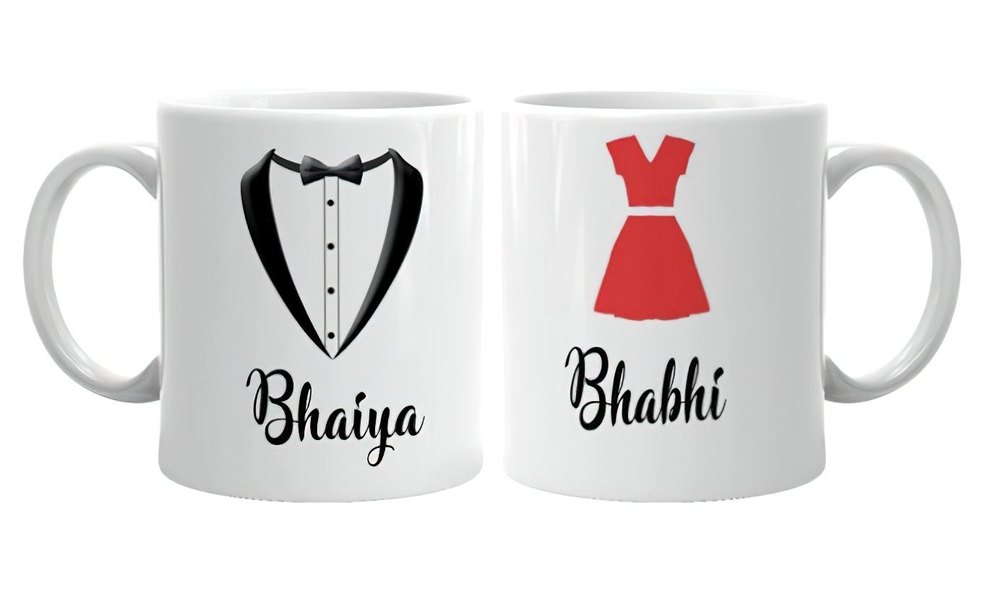 White Ceramic Couple Mug, For Gifting