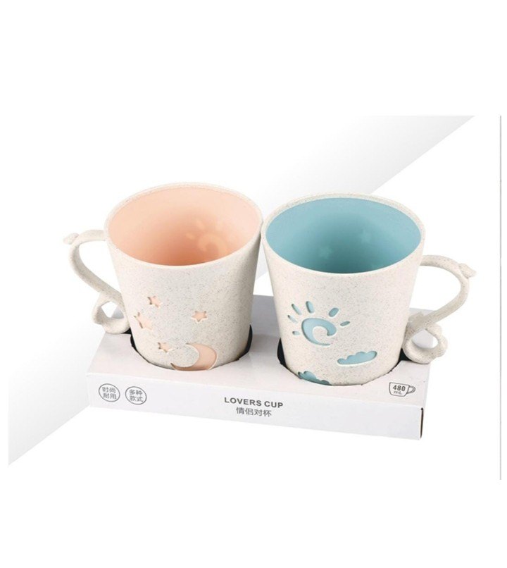 Couple Tea Cup Blue and Pink Lover Mug, For Gifting, Capacity: 200 ml