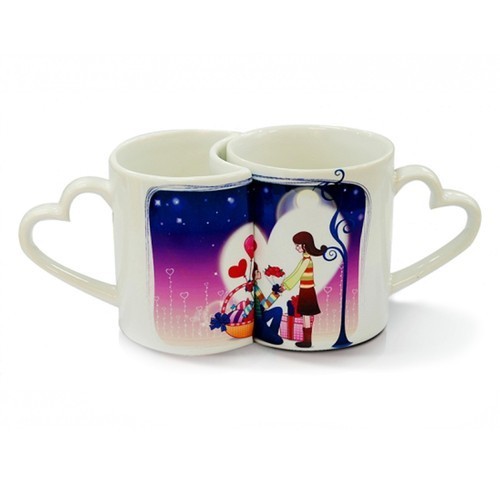 Sublimation Cup White Couple Mug, for Home, Office, Capacity: 350 ml