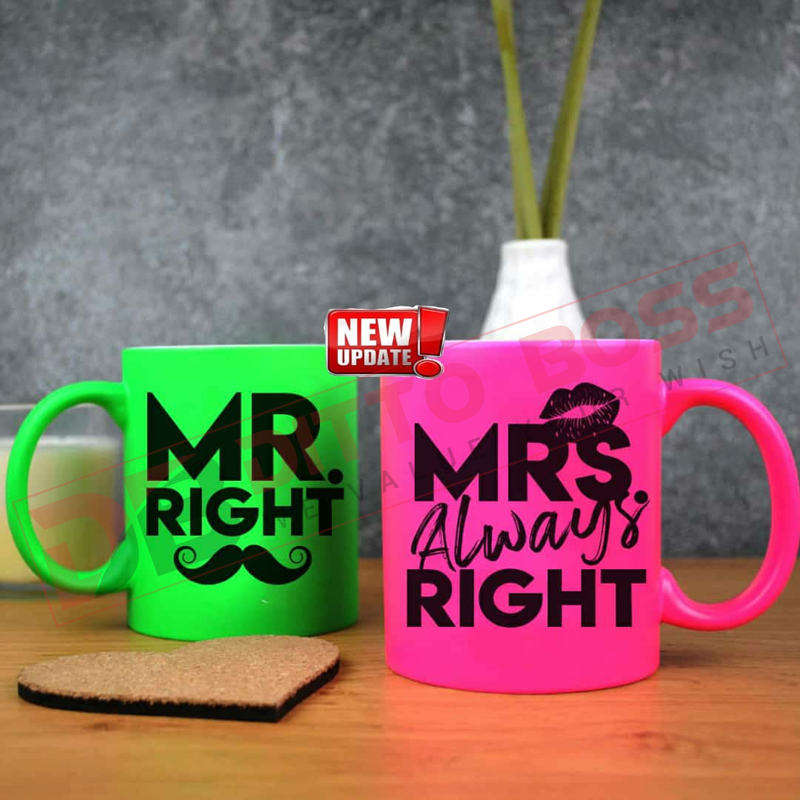 Neon Ceramic Personalized Couple Mug, Capacity: 11 Oz, Size/dimension: 325 Ml