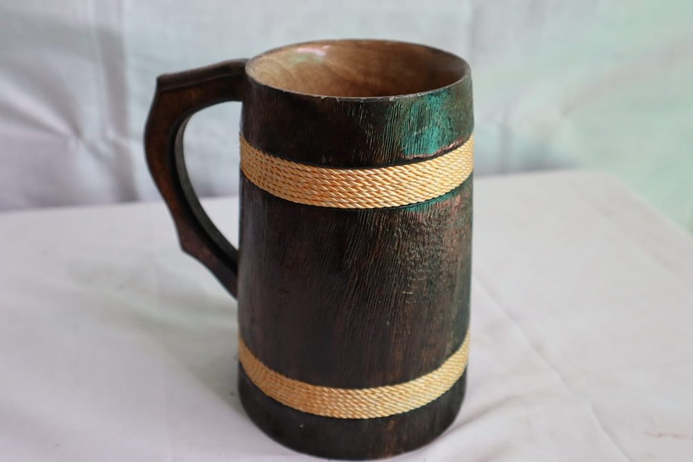 Brown Polished Wooden Mug, For Coffee, Size: 9x9x17cm(LxWxH)