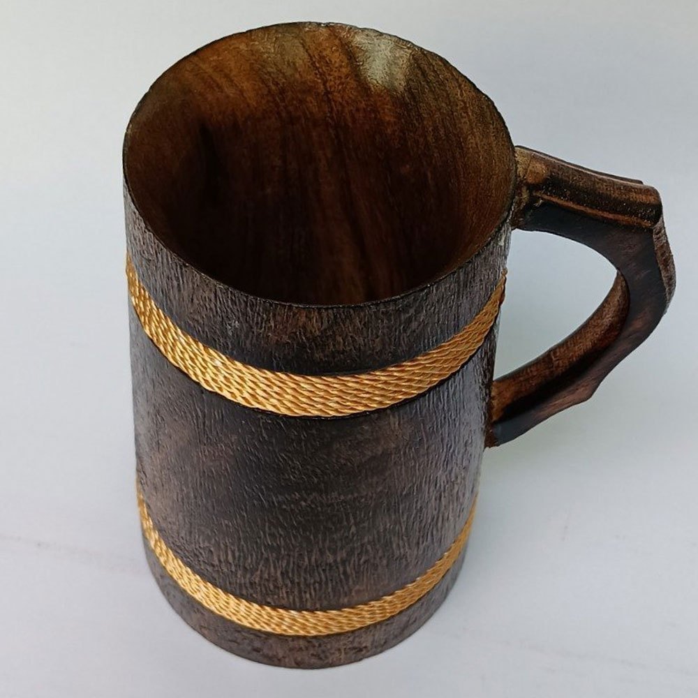 Plain Brown Wooden Tea Coffee Mug, Capacity: 350 ml, Size/Dimension: 14x11x17.5 cm