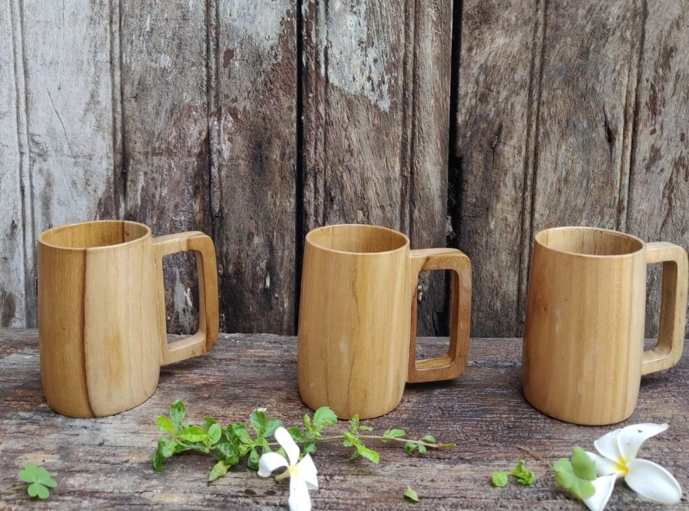 Brown Wooden Mug, Size: 2.8*2.8*4.2