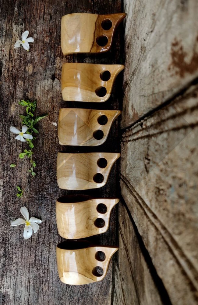 Brown Wood Mug Set, For Home