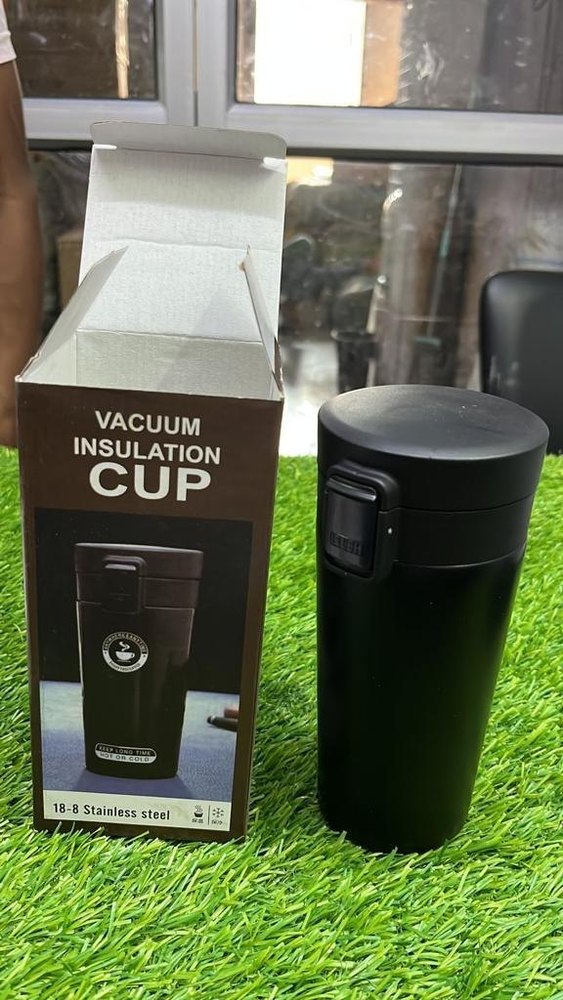 Black Stainless Steel Travel Coffee Mug, For Home, Capacity: 360 ml