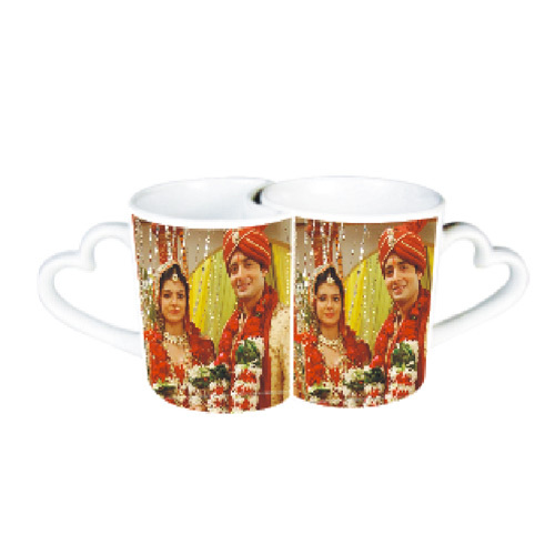 Printed Ceramic Heart Handle Sublimation Mug, For Drinking Tea and Coffee