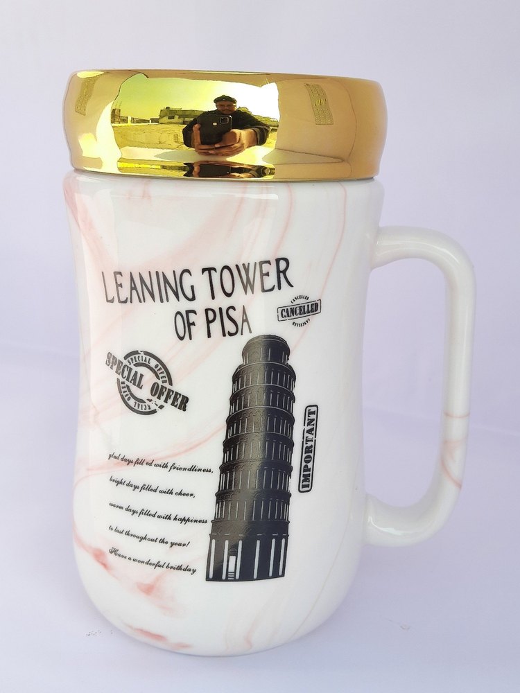 White Printed Ceramic Porcelain Mugs, For Gifting, Capacity: 400ml